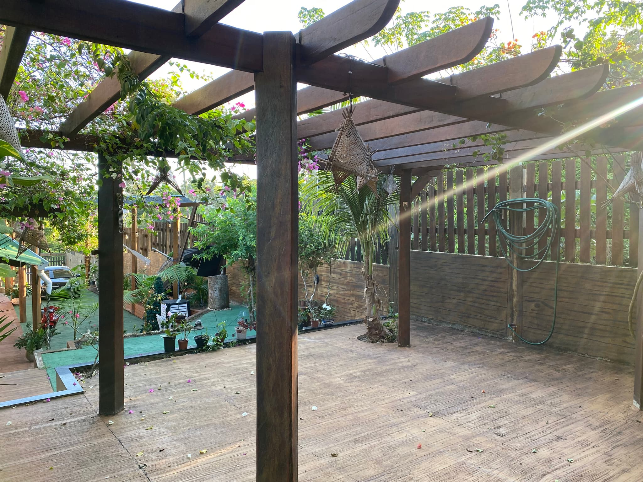 Deck com plantas decorativas